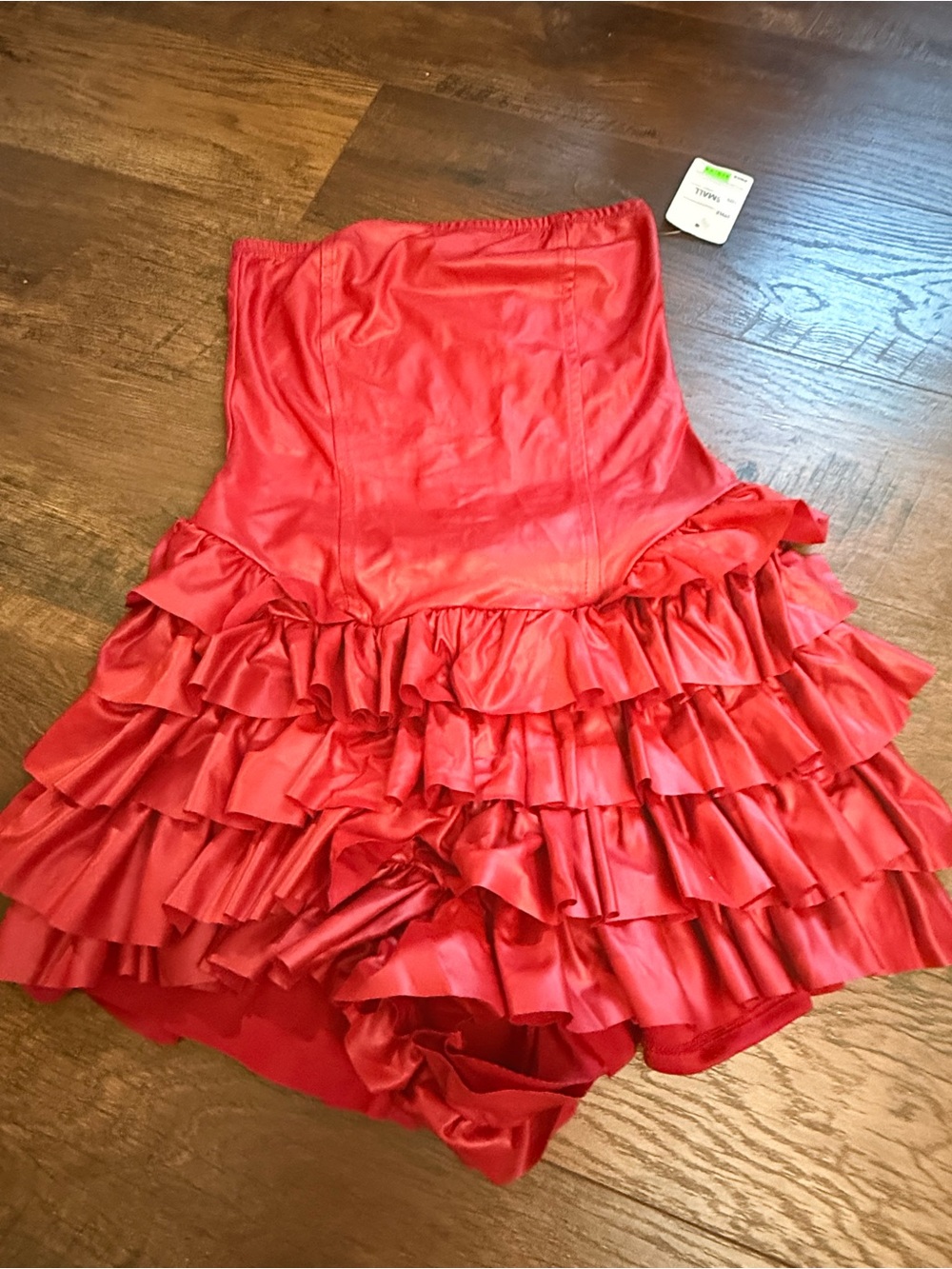 Monaco Red Satin Ruffled Mini Dress